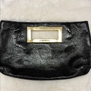 Michael Kors Black Clutch with Gold Accent